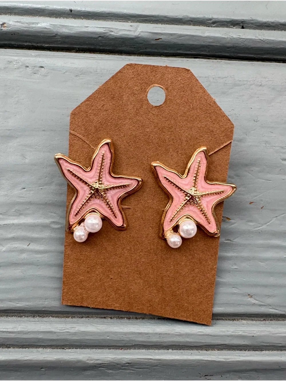 Pink Starfish Stud Earrings